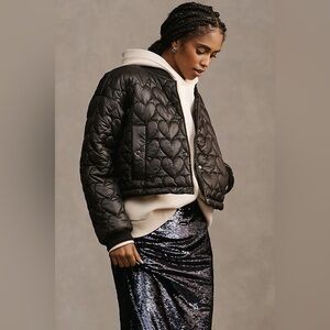 Anthropologie Maeve Black Quilted Bomber Jacket size
